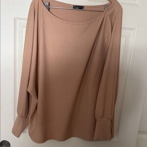 Lightweight Ribbed Long-Sleeve Top in Taupe